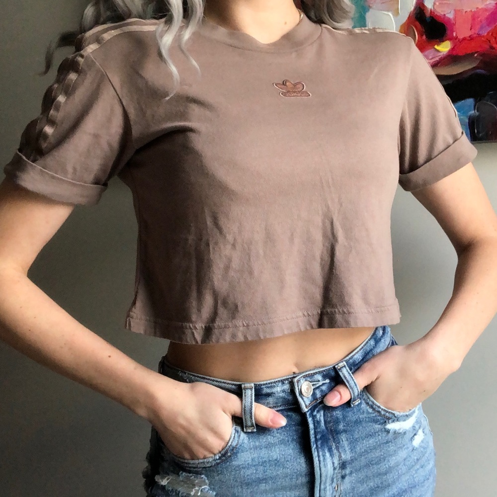 Women’s Brown Adidas Crop Top Small